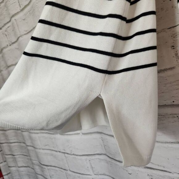 Cabi Knitted Button Up Striped Turnabout Cardigan Sweater White Size Medium 6164 - Picture 6 of 13